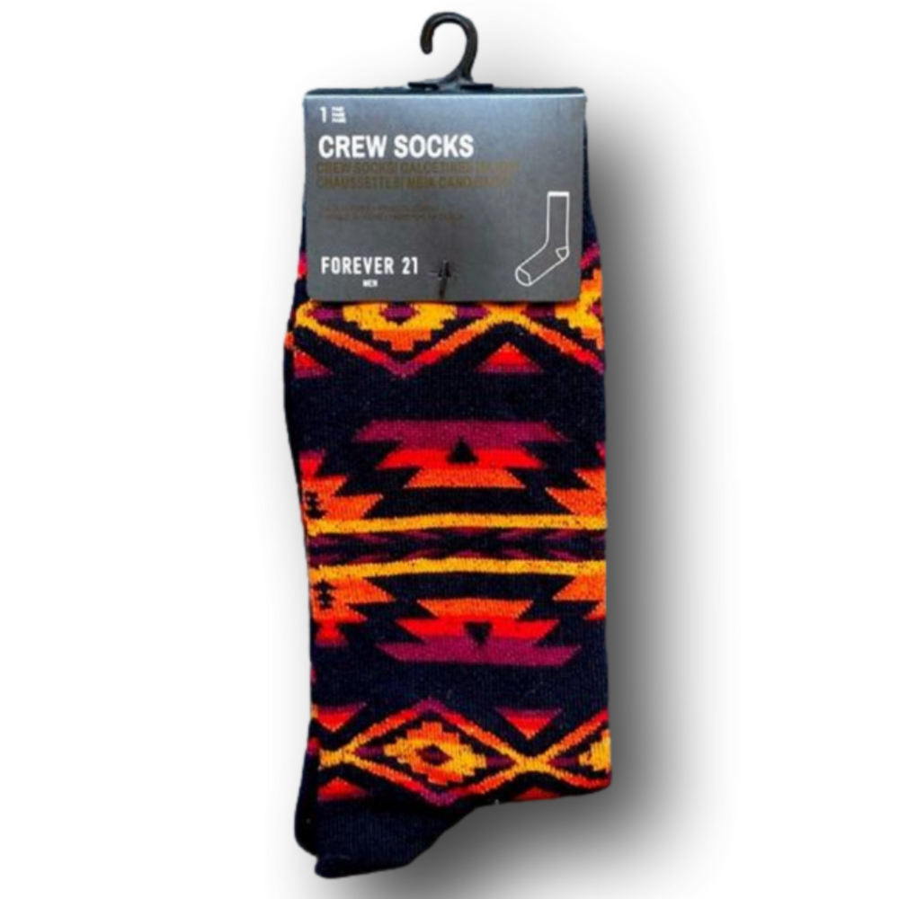 3/$18 Aztec Southwestern Tribal Print Funny Novelty Crew Socks - Brand New